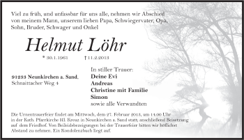 Traueranzeige von Helmut Löhr von Pegnitz-Zeitung
